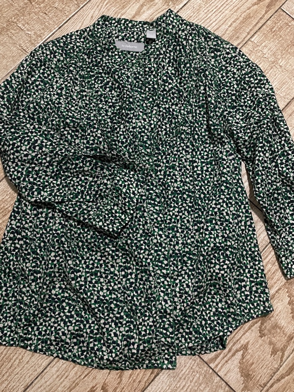 Green Floral Print Long Sleeve Blouse